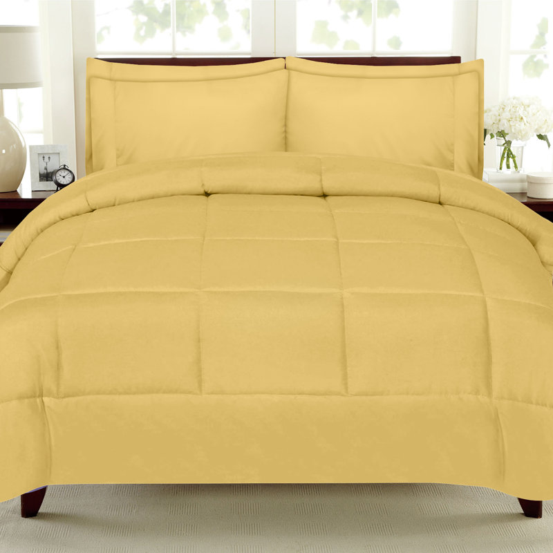 Twin Yellow Down Alternative Microfiber Bed in a Bag Set