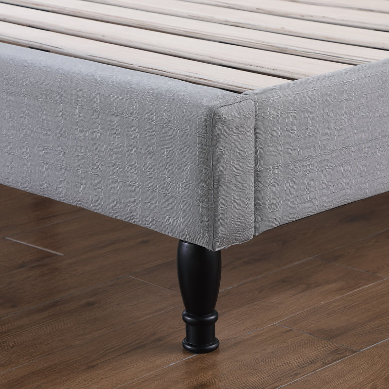 Cuthbertson Upholstered Wingback Bed, Gray, Full