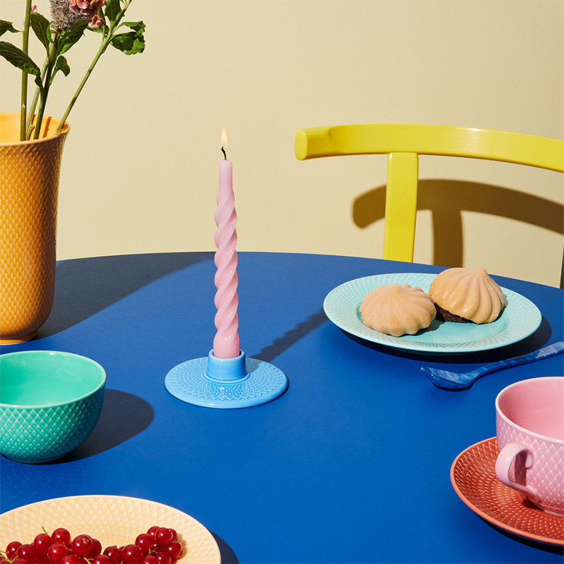 Bougeoir en porcelaine de table Rhombe, Bleu