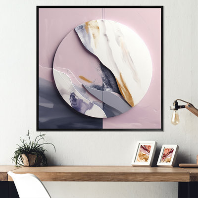 «Rose and White Marble Medley II», art abstrait sur toile marbrée