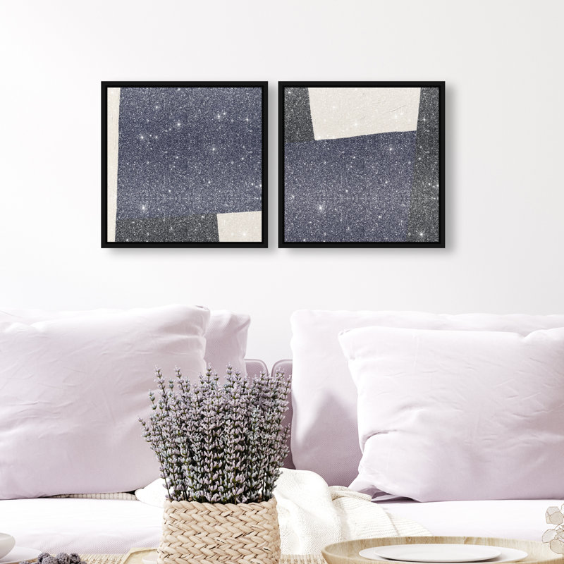 In Blue Set Set by Oliver Gal, 13"H x 13"W, Black Floater Frame