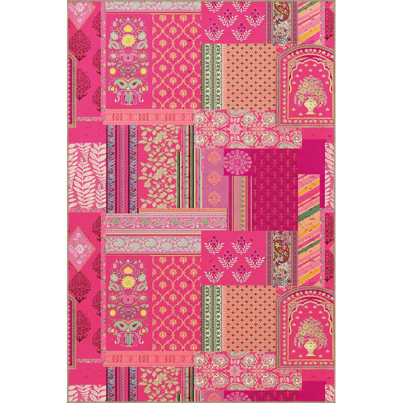 Tapis de sol tissé rose, Rectangle 5 pi 2 po x 7 pi 11 po