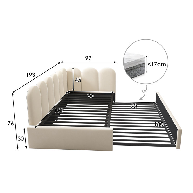 Upholstered Bed, Beige