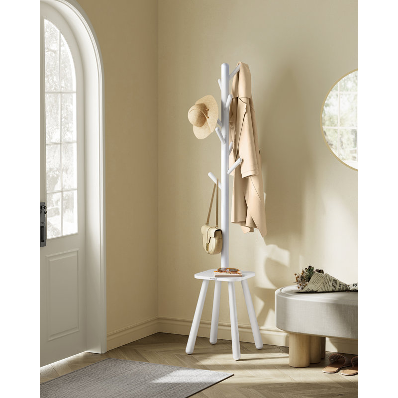 Rubber Freestanding 8 - Hook Coat Rack, White