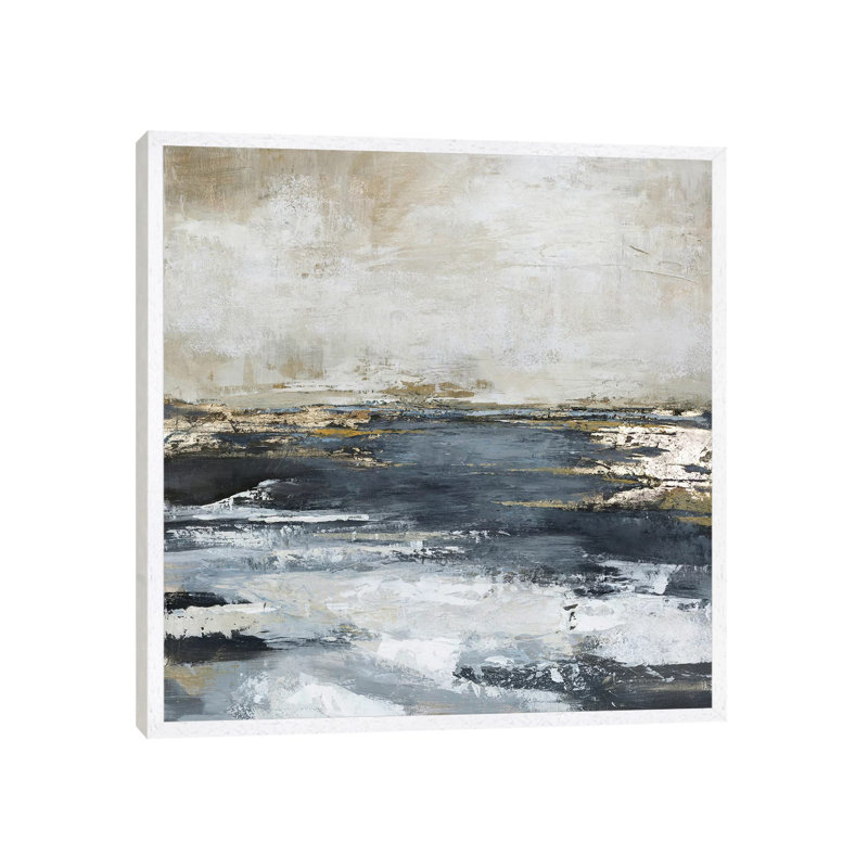 Blue Bay - Painting on Canvas, 93.98cm H x 93.98cm W x 3.81cm D, White Framed