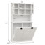 Armoire à linge blanche avec deux compartiments et panier de rangement amovible-861276614