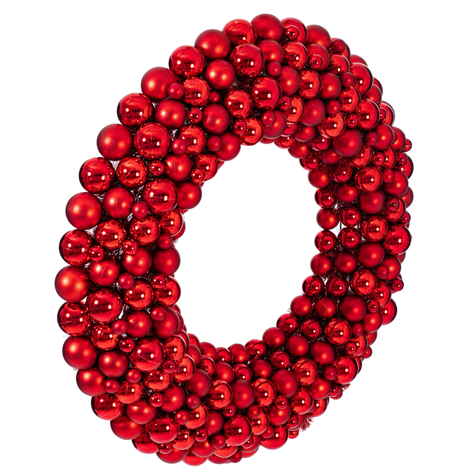 Ball Wreath, Red, 24" W x 24" H x 3" D