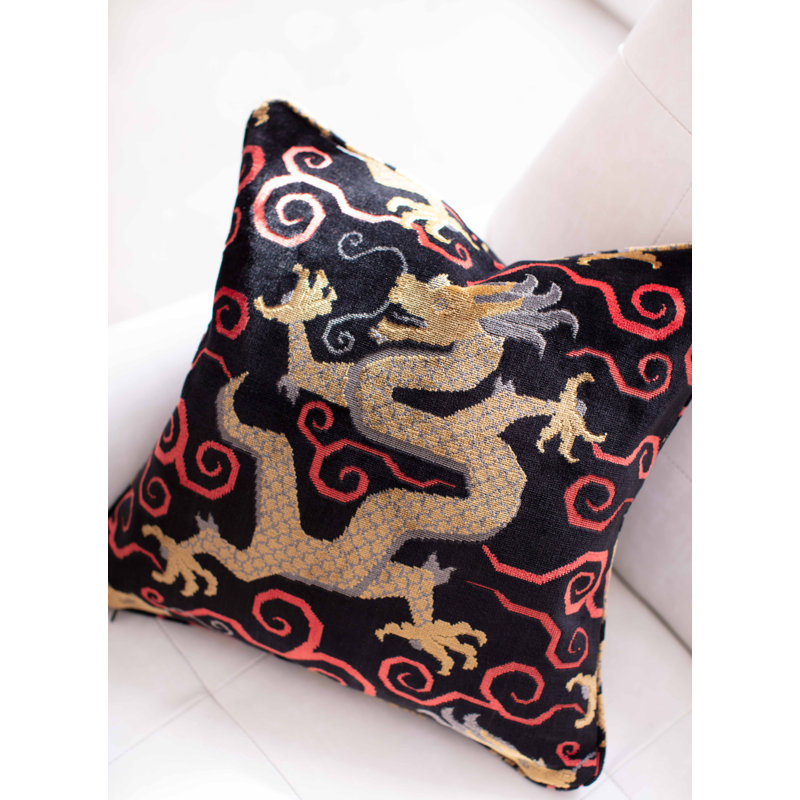 Bixi Velvet Pillow, 18" x 18", Onyx