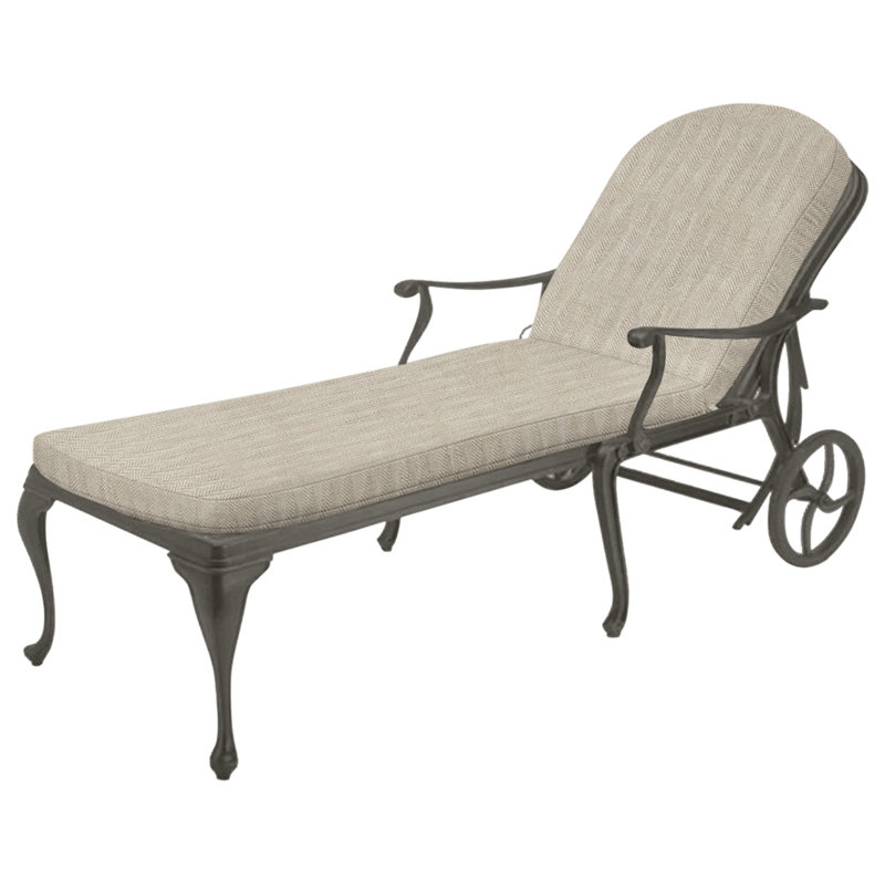 Roues de chaise longue d'extérieur en fonte Provance incluses, Pas de soudure, Sable à chevrons, Gris ardoise