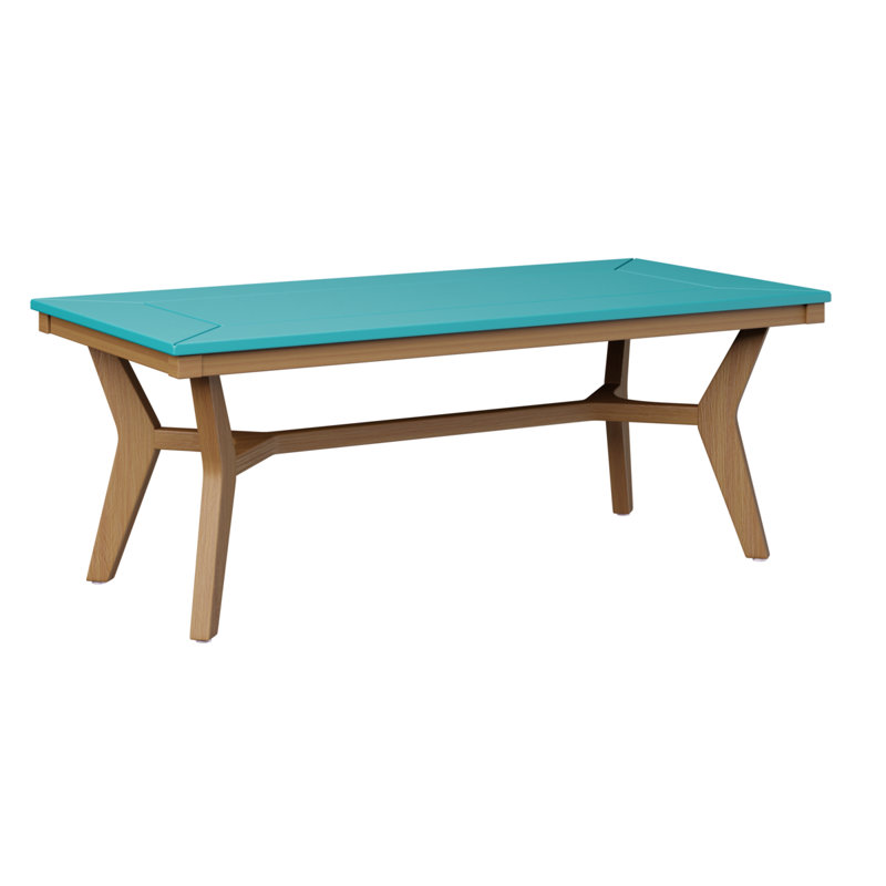 Table basse berlinoise Berlin, Bleu Aruba, Teck naturel