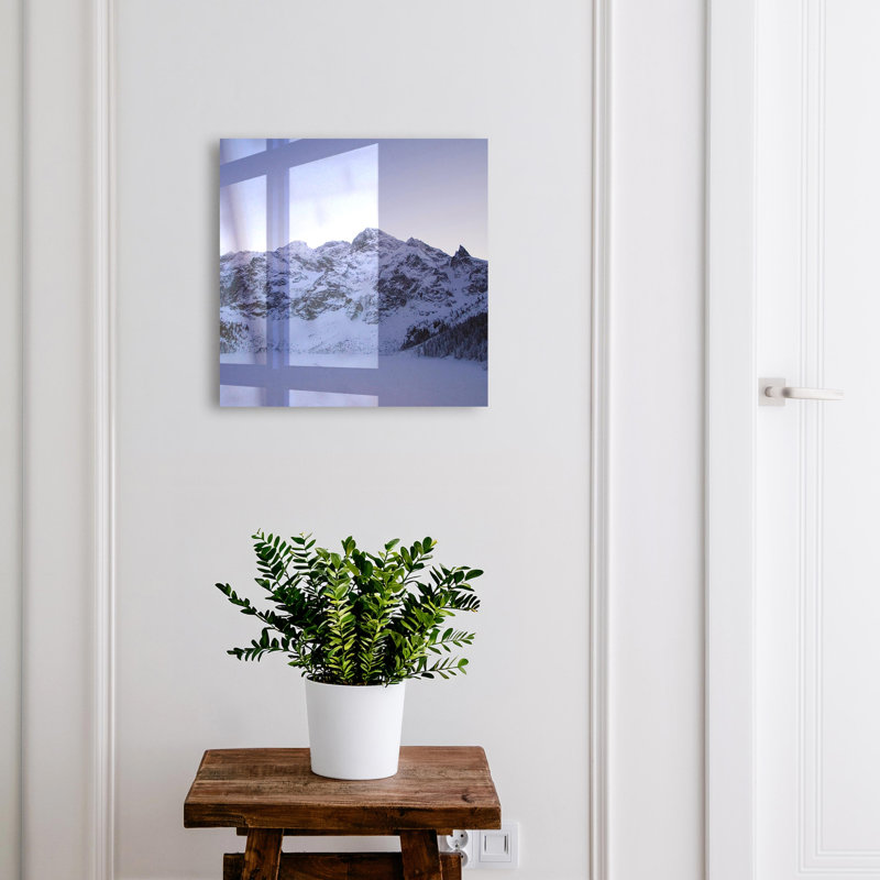 Key cabinet for wall, Opens to the left, 30x30x5, Black, The peace of the winter mountains and sky, 