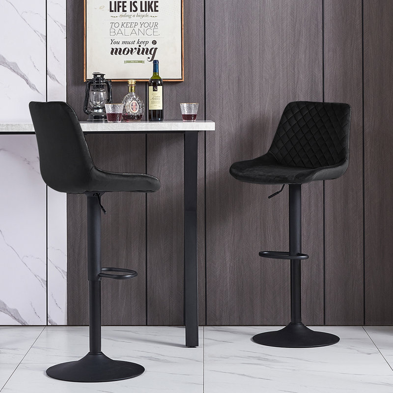 Heckscherville Height Adjustable Swivel Bar Stool, Black