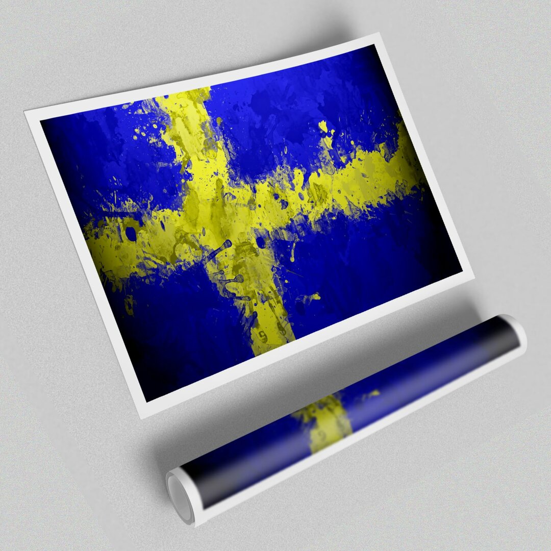 Grafikdruck Sweden Grunge Flag