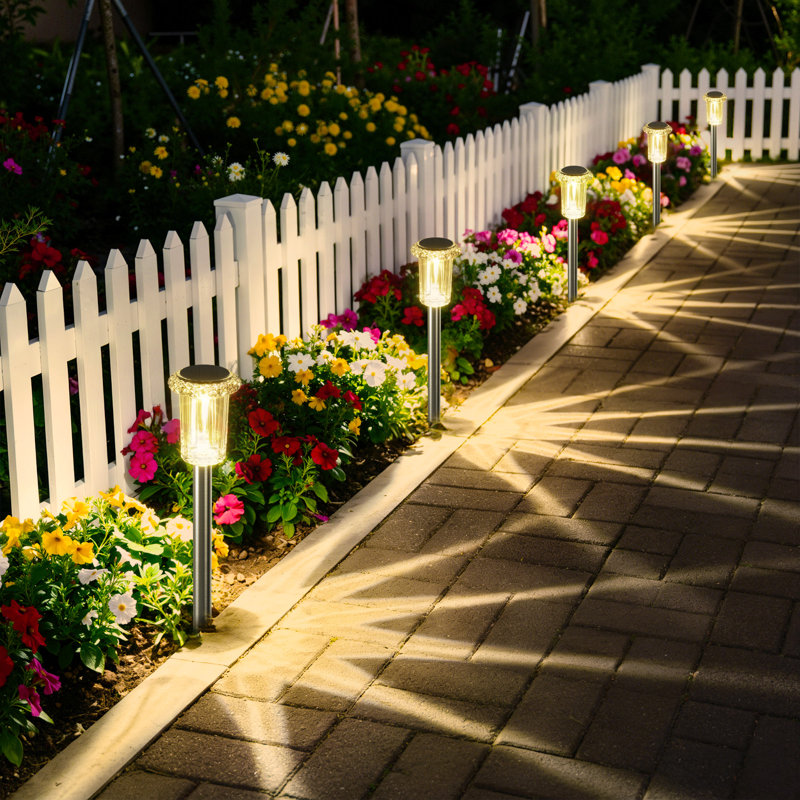 Lumières solaires d'extérieur, acier inoxydable - imperméable, paysage à DEL, lumières de jardin pour l'allée