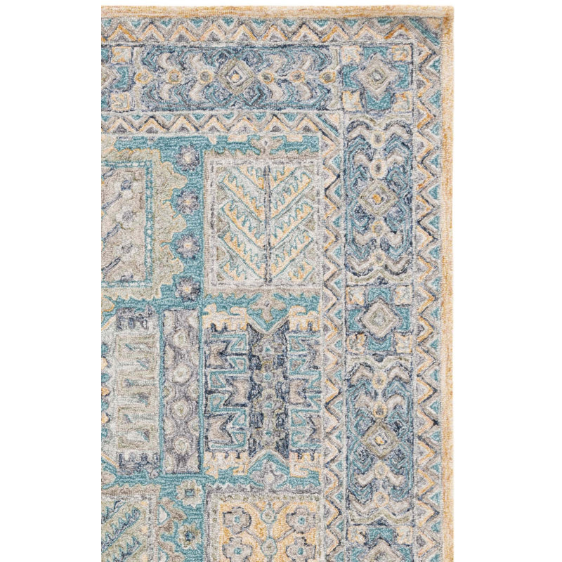 Taourirt Hand Tufted Wool/Cotton Oriental Rug in Teal/Blue, Rectangle 6' x 9'