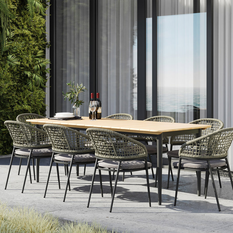Kiera 8 Seat Rectangular Dining Set in Khaki