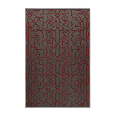 Machine Washable Trellis Gray Area Rug