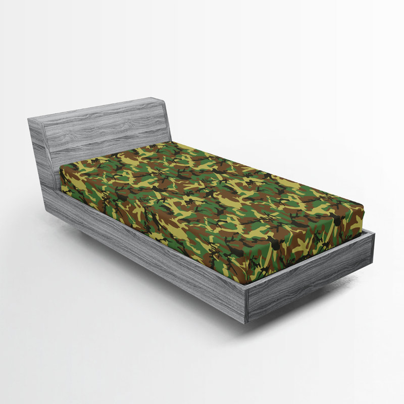 Ensemble de 2 draps-housses Ambesonne Camo, Ensemble literie pour lit simple