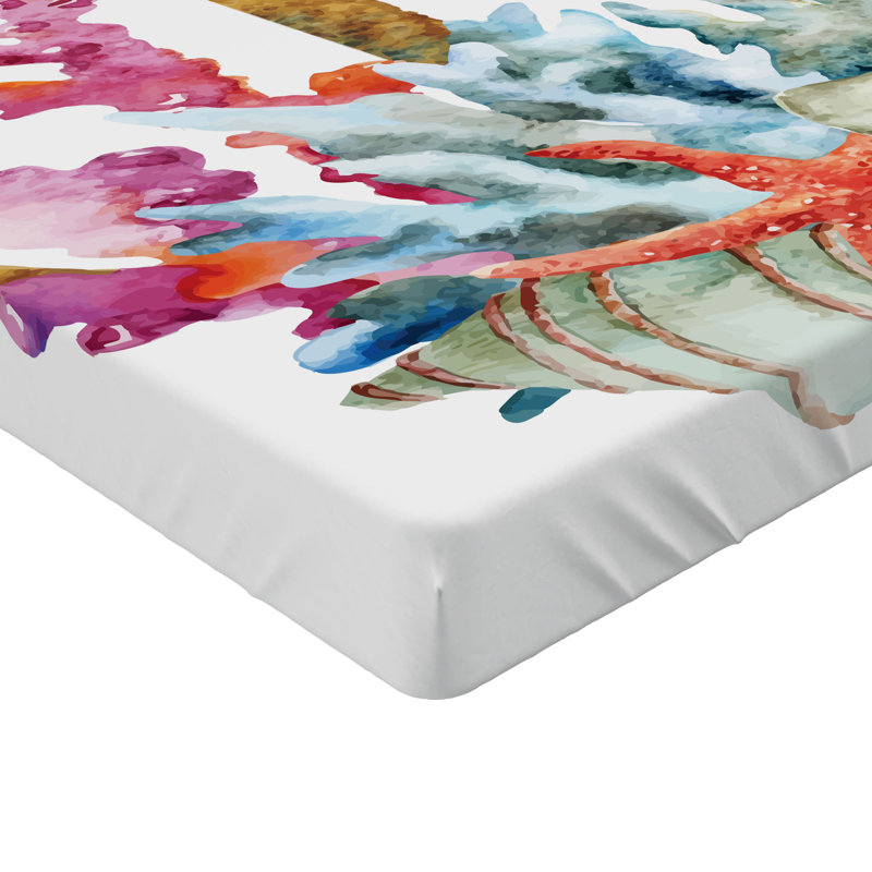 Ambesonne Anchor Fitted Sheet 2-Pack Watercolor Starfish Multicolor, King Fitted Sheet