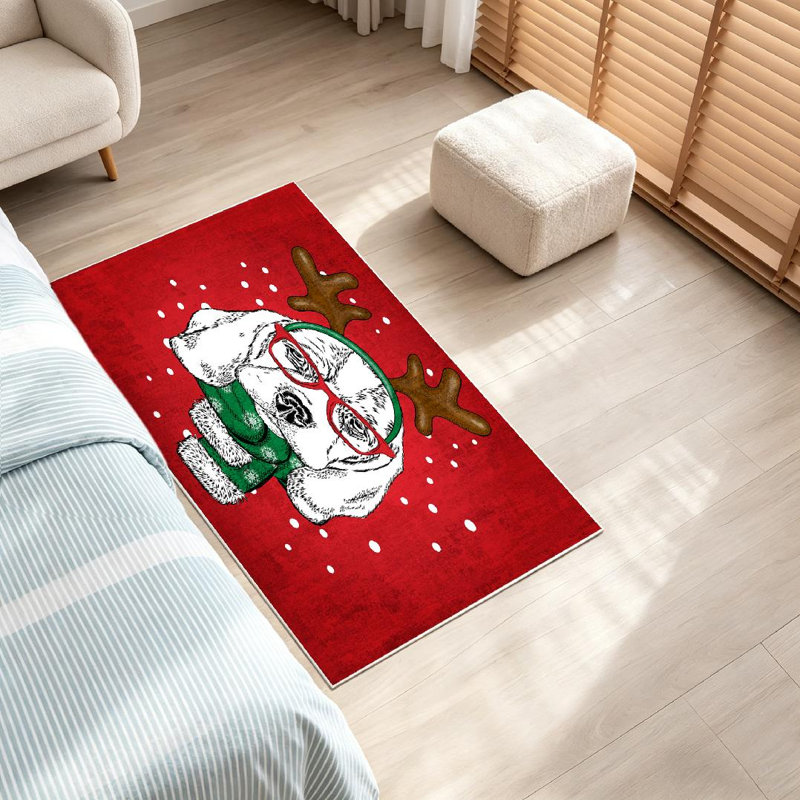 Chien transparent, lavable à la machine, portant des lunettes et un tapis d'intérieur, Rectangle 32 po x 47 po