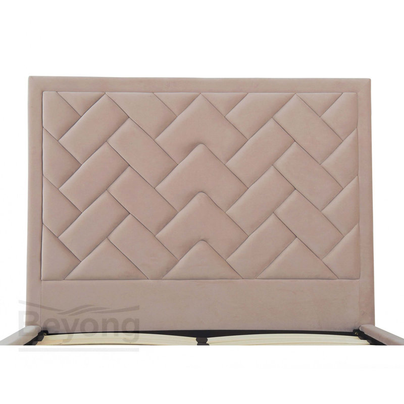 Lit double en velours Crosby, Naturel, Double
