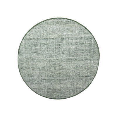 Tapis oriental rond en laine vert noué à la main 11 pi 10 po x 11 pi 11 po - MOA10276720