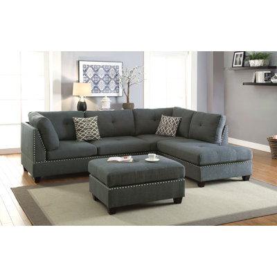 Canapé modulaire 3 pièces en bleu gris