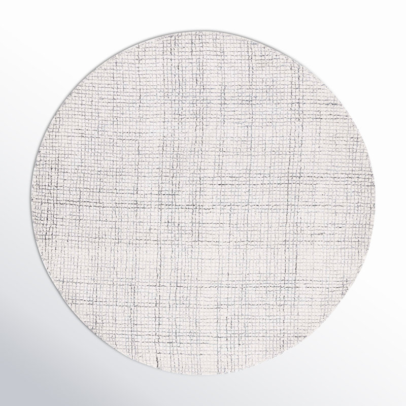 Rowe Abstract Handmade Tufted Ivory/Grey Area Rug, Round 6'