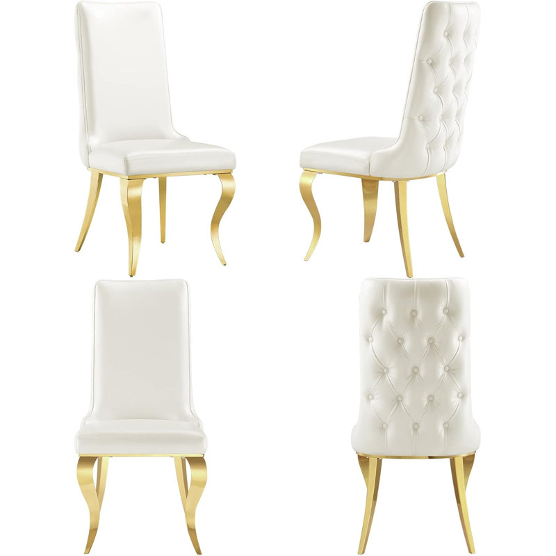 Lanvy 20.1'' H Tufted Faux Leather Upholstered Parsons Chair, 4