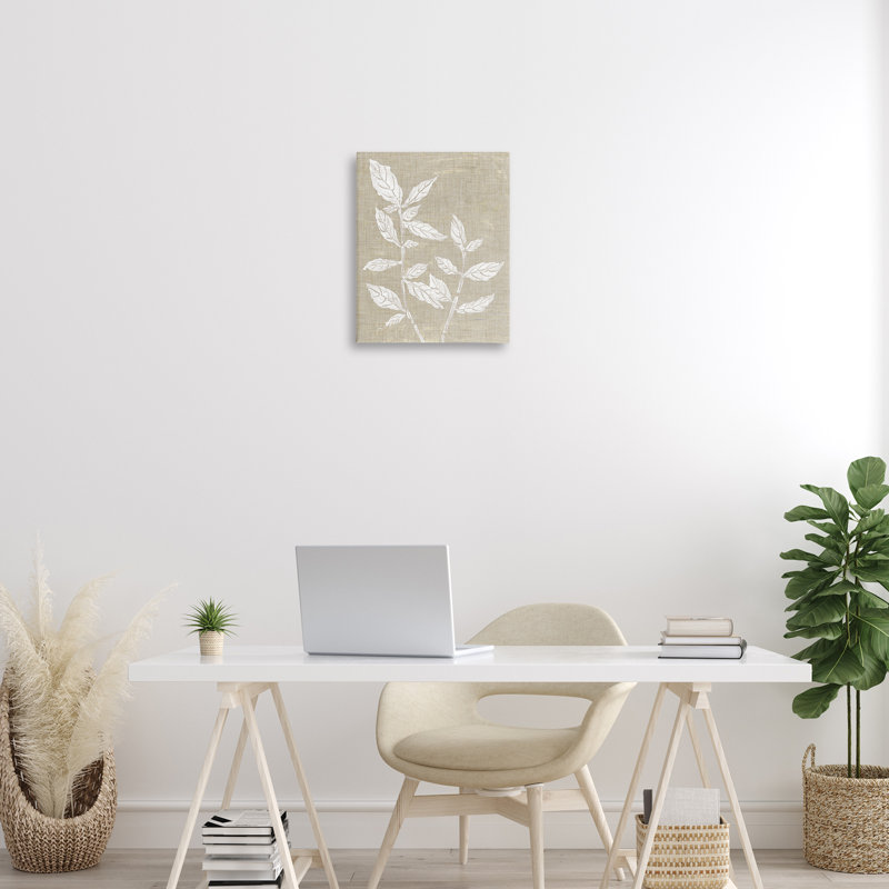 Feuilles sur toile textile vieillie, design par Melissa Wang, H 20 po x l 16 po