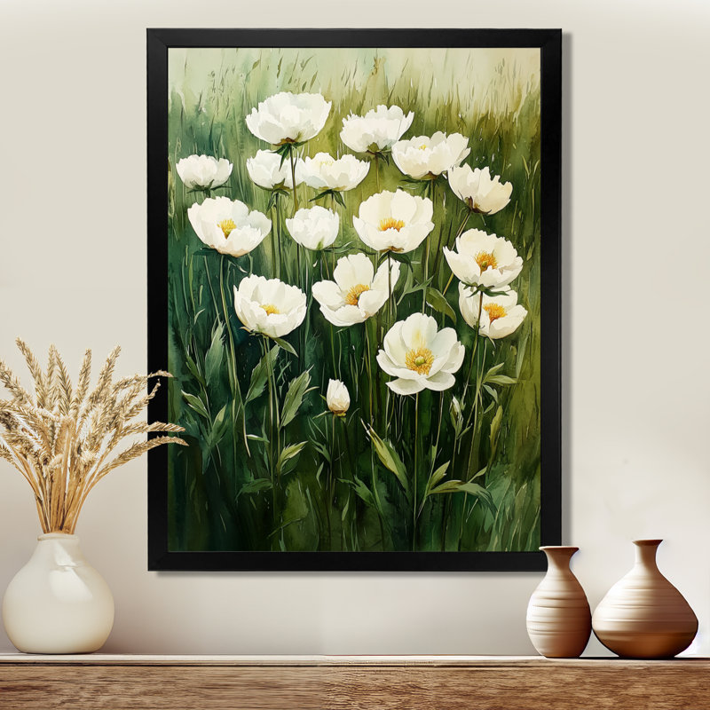 Barnhill - impressions sur toile florales, Noir, noir, noir, noir, H 20 po x l 12 po, Reproduction encadrée d'une seule photo