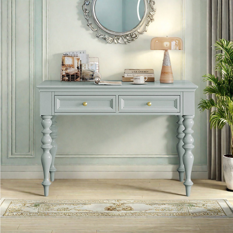 French Style Storage Desk, Light Blue, 30.71" H x 43.31" W x 23.62" D