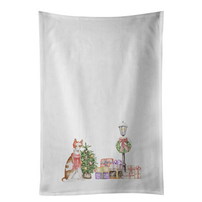 Ensemble de 2 serviettes de cuisine Ibizan Hound Sitting With Christmas Wonderland