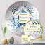 Miroir mural rétro bleu cobalt à chevrons géométriques-101223890