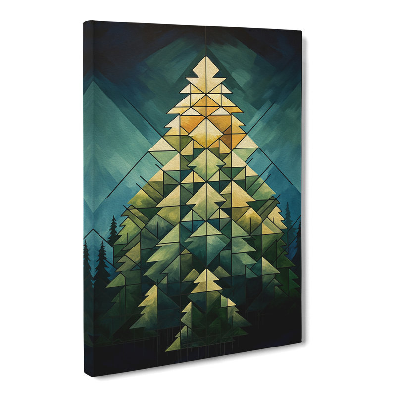 Pine Tree Geometric - No Frame Print, 76cm H x 50cm W x 3cm D