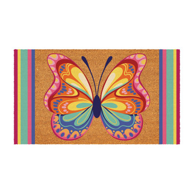 Tapis en fibre de coco 30 po x 18 po Bunny Blooms Radiant Butterfly