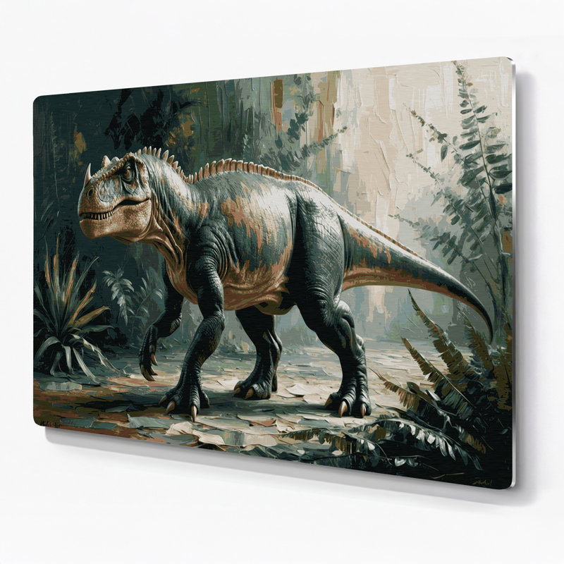 «Dinosaur Iguanodon», art mural en métal gris, H 11 po x l 14 po