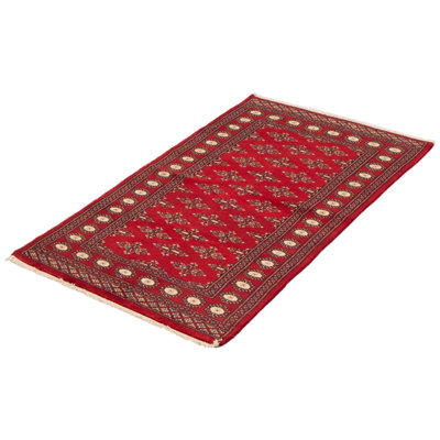 Tapis rouge en laine noué à la main de conception unique 3 pi 1 po x 5 pi 3 po New Age