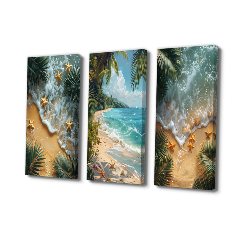 Étoile de mer sur une plage tropicale I - Collection d'art mural plage, Toile tendue, H 28 po x l 36 po, Ne s’applique pas
