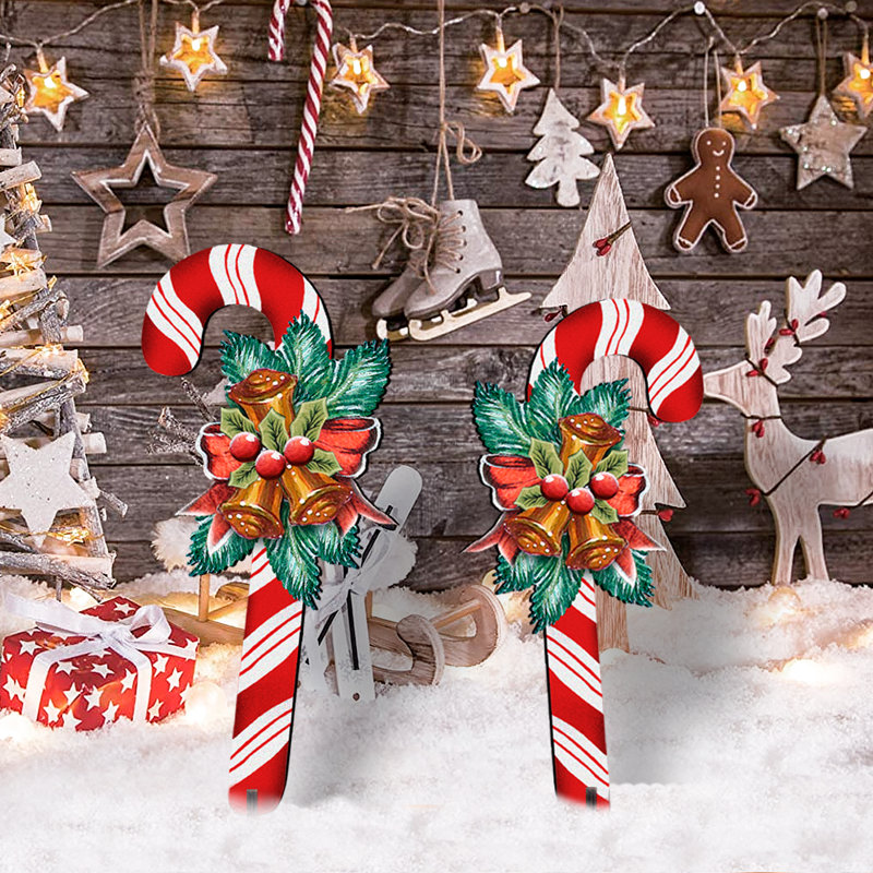 Jeu de jardin sur pied en bois de canne à sucre de noël