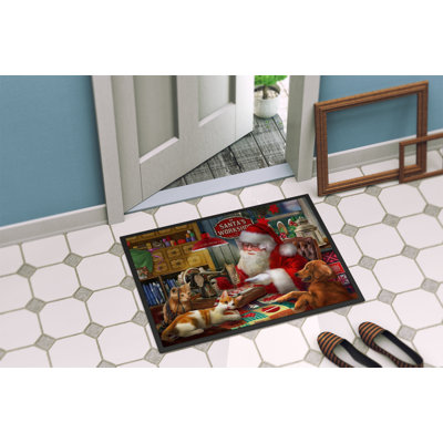 Tapis d'intérieur ou d'extérieur pour père Noël atelier, Golden Retriever et chats 24X36 1EF83666F28A40A88C83A7510603602A