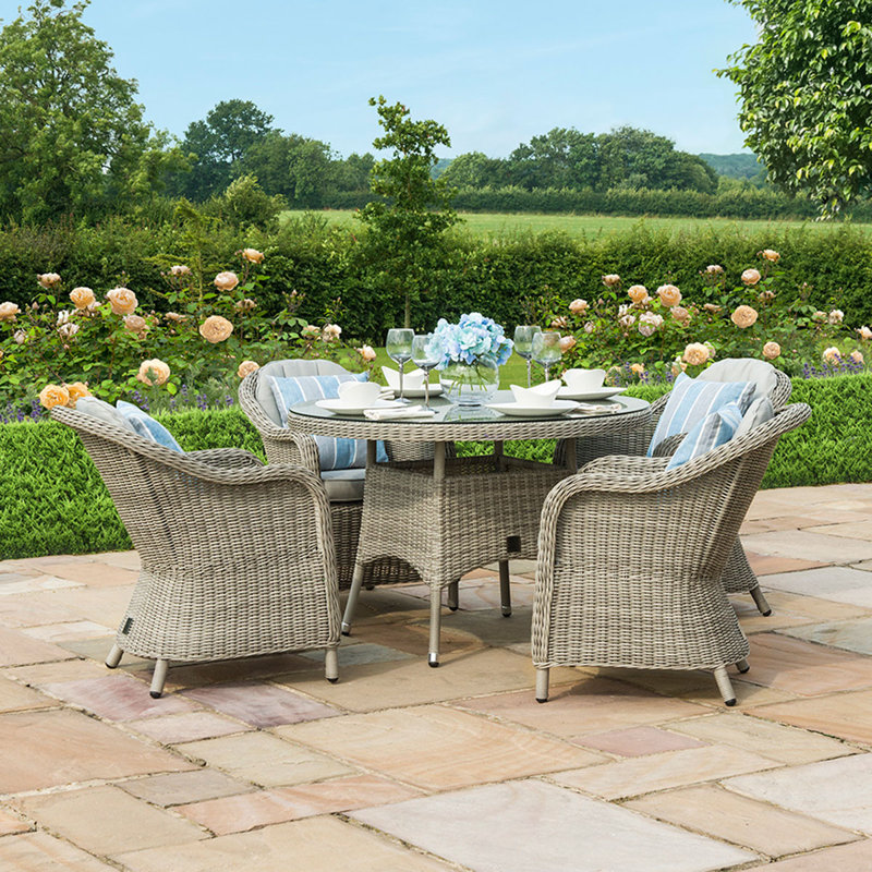 Balcom  4 Seat Round Rattan Dining Set