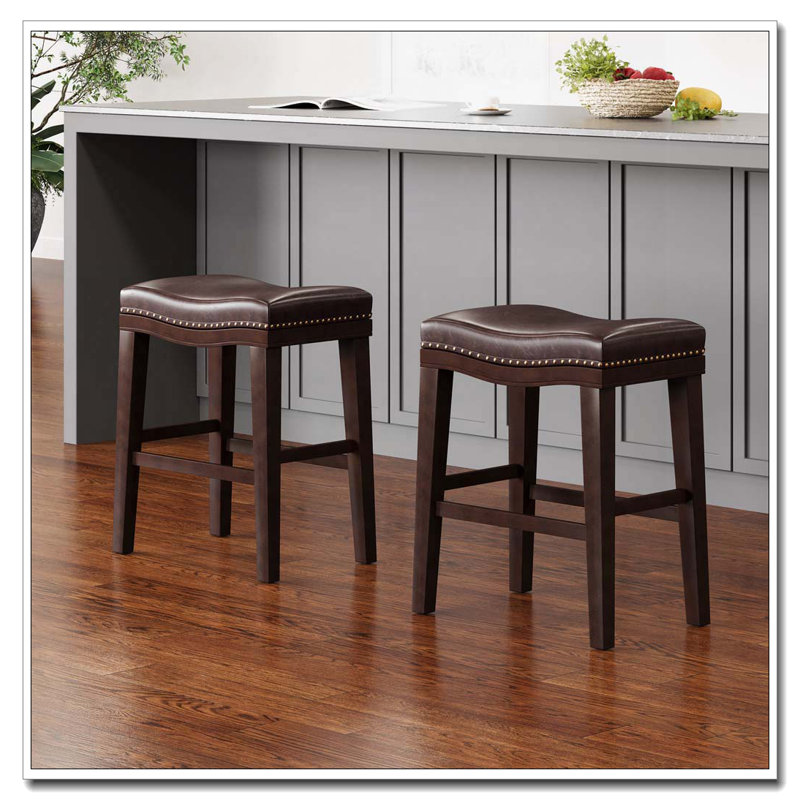 Tabouret de bar rembourré en polyuréthane avec garniture cloutée, Blanc