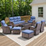 7-9 Person Outdoor Wicker Patio Conversation Set With Swivel Chairs And Coffee Table