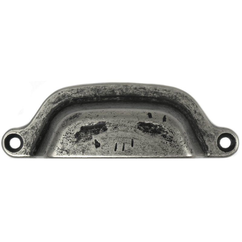 Riverstone Distressed Pewter 6" Cup Pull with Mounting Hardware