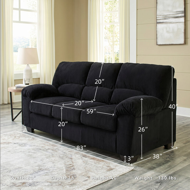 Castanon Sofa, Black Polyester