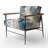 Blue and White Marble Dreams - Upholstered Contemporary Arm Chair, Modern Abstract Accent Chair-1922233682