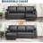88.9" L-Shape Leather Sectional with Chaise, Black-1113915833