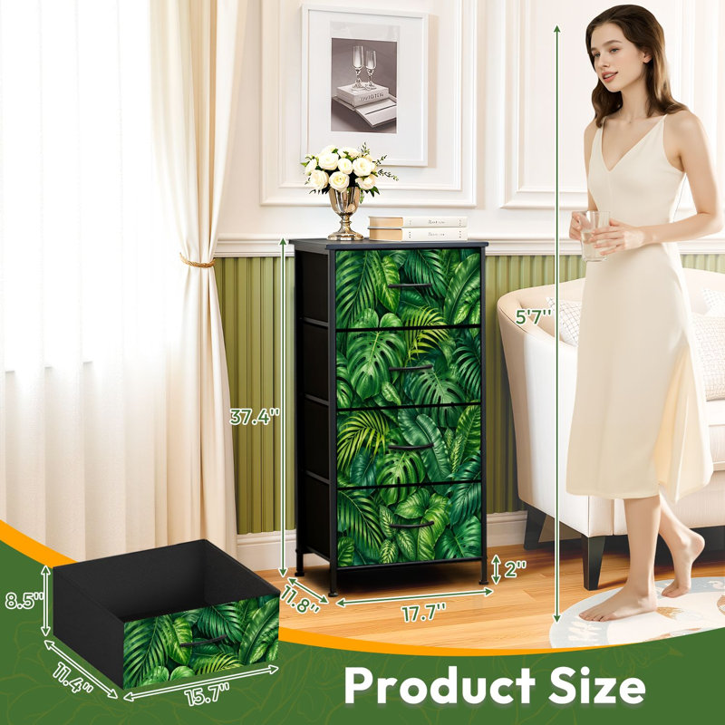 Commode à 4 tiroirs pour la chambre à coucher Vert Tropical