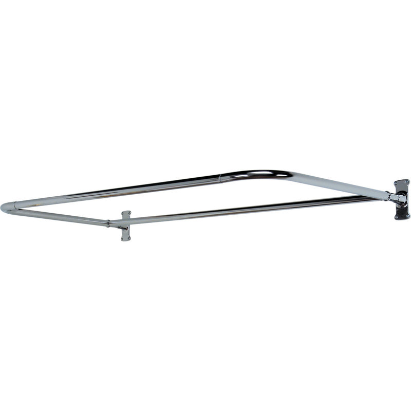 54'' D-Shaped Shower Curtain Rod, Polished Chrome